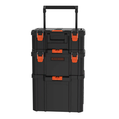 Stackable Storage System - 3 Piece Set (Small, Deep Toolbox, and Rolling Tote)