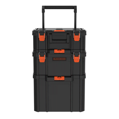 Stackable Storage System - 3 Piece Set (Small, Deep Toolbox, and Rolling Tote)