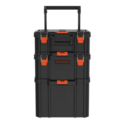 Stackable Storage System - 3 Piece Set (Small, Deep Toolbox, and Rolling Tote)