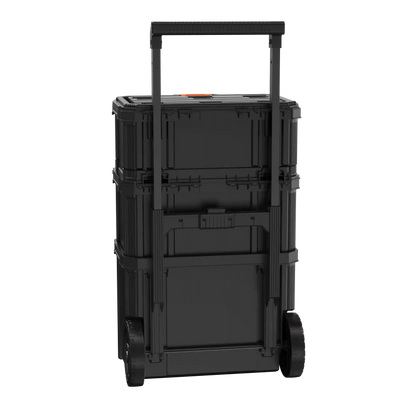 Stackable Storage System - 3 Piece Set (Small, Deep Toolbox, and Rolling Tote)