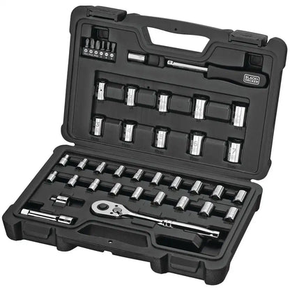 Socket Set, 40-Piece, Chrome, Carrying Case