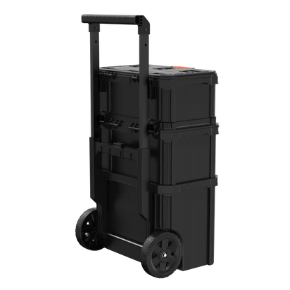 Stackable Storage System - 3 Piece Set (Small, Deep Toolbox, and Rolling Tote)