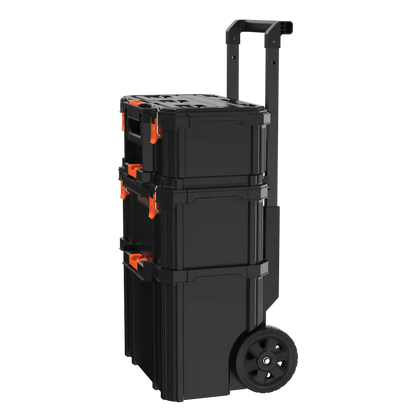Stackable Storage System - 3 Piece Set (Small, Deep Toolbox, and Rolling Tote)