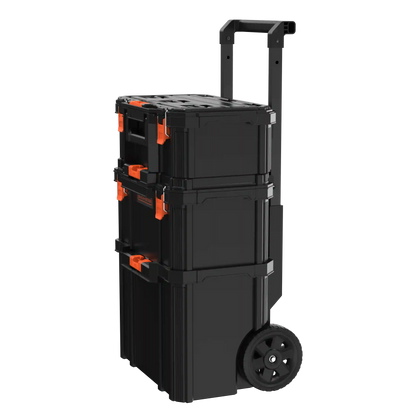 Stackable Storage System - 3 Piece Set (Small, Deep Toolbox, and Rolling Tote)