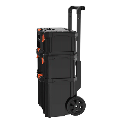 Stackable Storage System - 3 Piece Set (Small, Deep Toolbox, and Rolling Tote)