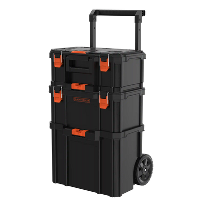 Stackable Storage System - 3 Piece Set (Small, Deep Toolbox, and Rolling Tote)