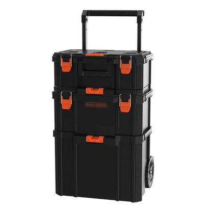 Stackable Storage System - 3 Piece Set (Small, Deep Toolbox, and Rolling Tote)
